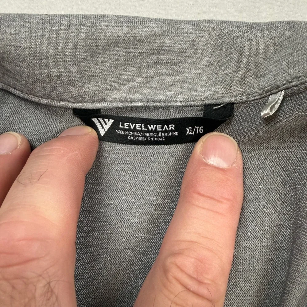 Levelwear Mens XL Berkeley Hall Tennis 1/4 Zip Pullover Gray Performance Shirt
